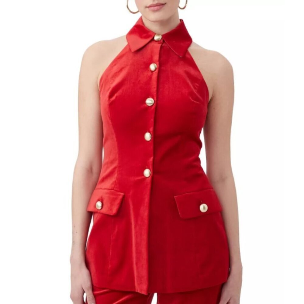 Trina Turk 'Elainia' Sleeveless Velveteen Tunic Top, Red Spark